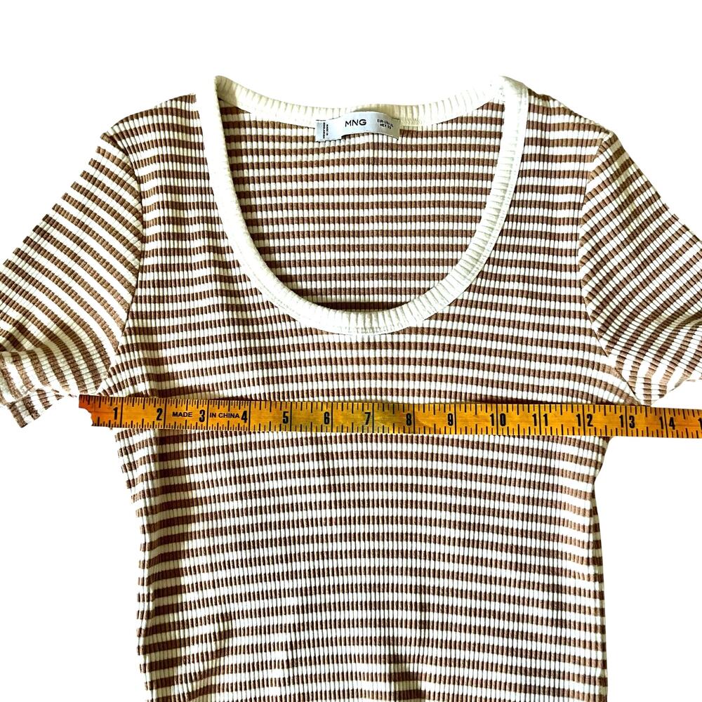 MNG Two-Color Striped Ribbed Blouse: Modern - Picture 5 of 7
